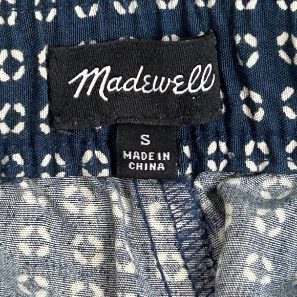 Madewell Navy Blue White Viscose Elastic Waist Dot Pattern Pant Sz S - Picture 3 of 7